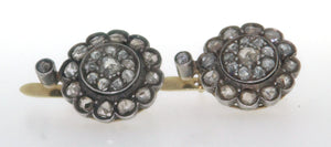 Paio di orecchini in oro giallo 18 kt e argento, in stile antico, con diamanti usato