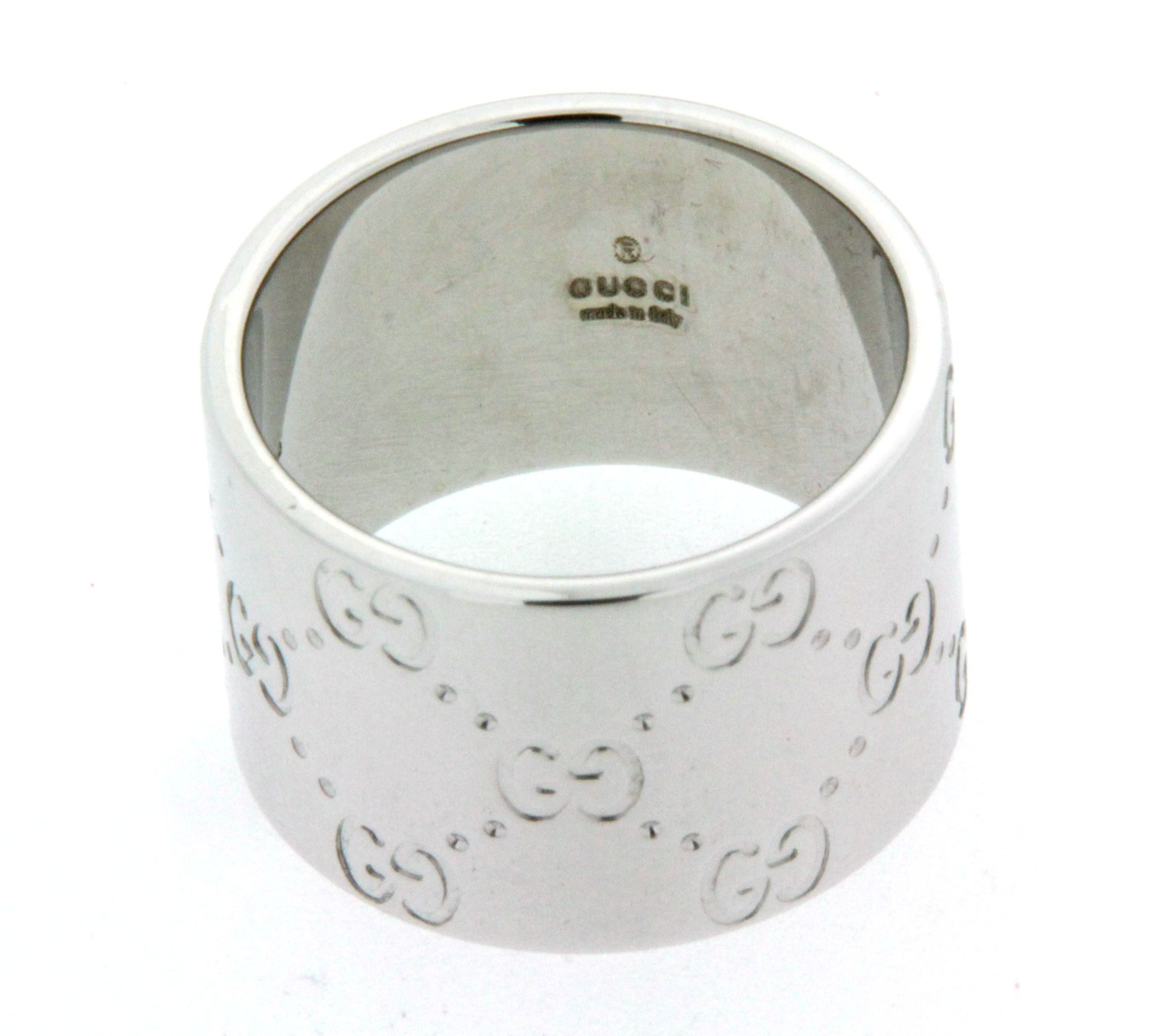 Anello Gucci a fascia in oro bianco 18 kt originale certificato