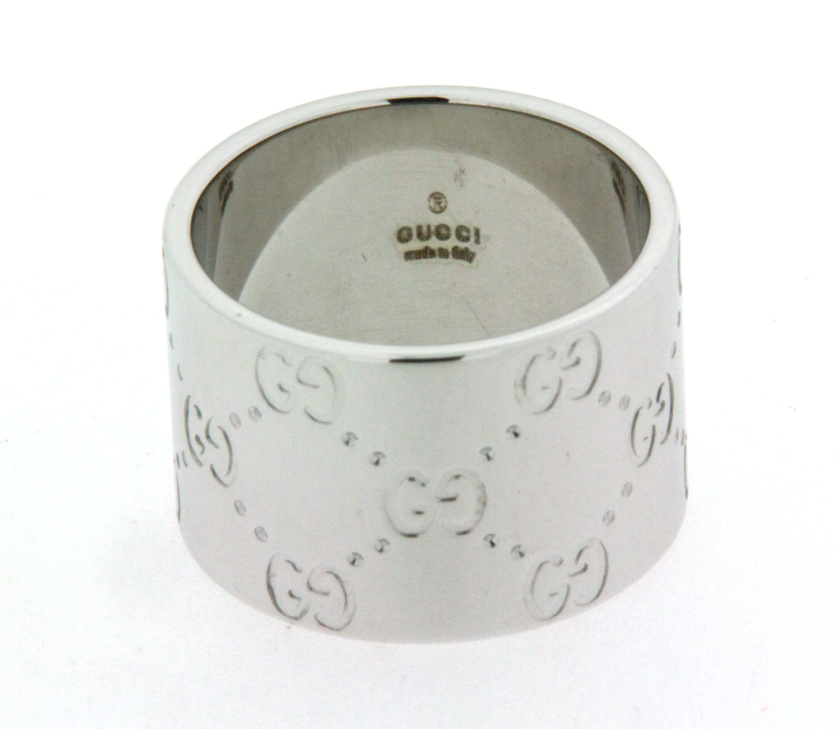 Anello Gucci a fascia in oro bianco 18 kt originale certificato