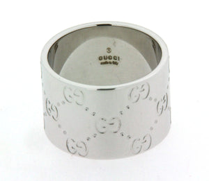 Anello Gucci a fascia in oro bianco 18 kt originale certificato