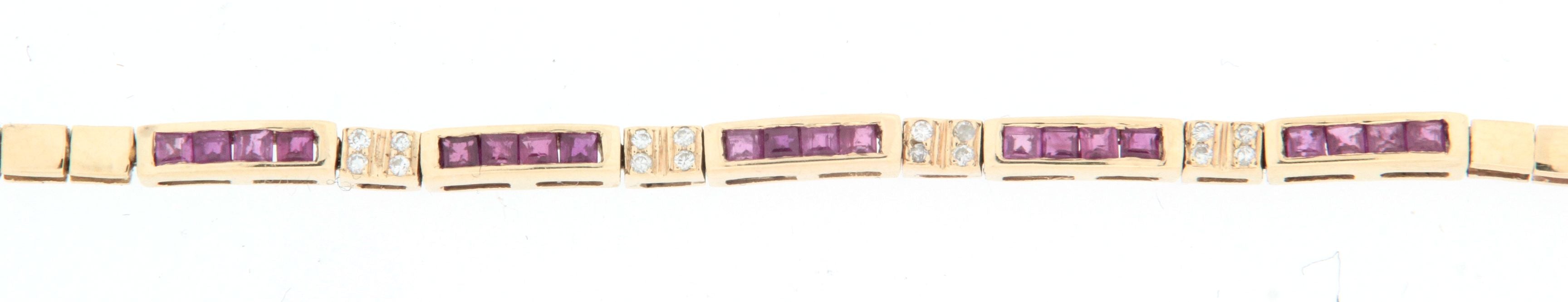 Bracciale in oro giallo 18 kt anni 80 /90 con rubini e brillanti