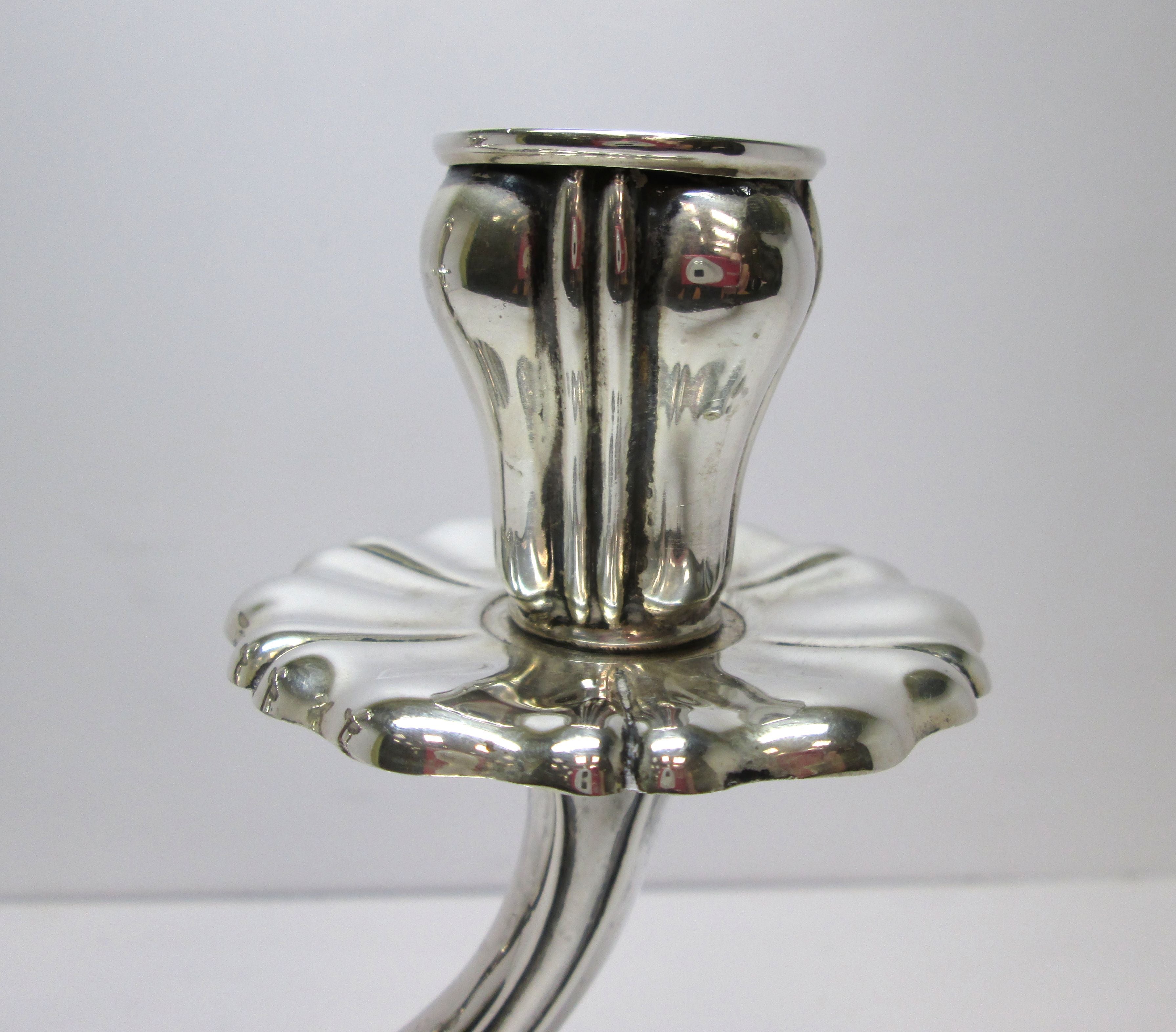 Candelabro in argento 800 a tre fuochi d'epoca