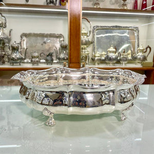 Ciotola vintage ovale in argento lavorata a mano