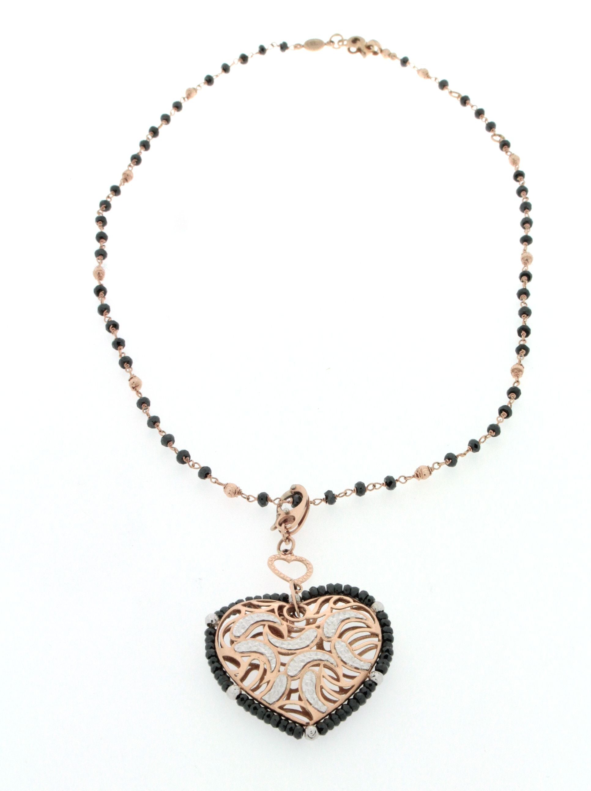Collana Sunday con ciondolo a cuore in oro rosa e bianco 18 kt manifattura vicentina artigianale