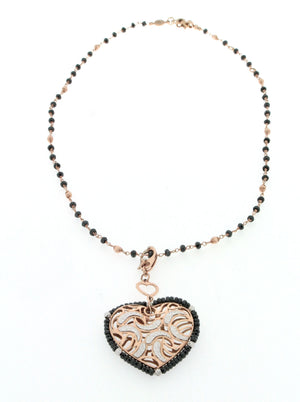 Collana Sunday con ciondolo a cuore in oro rosa e bianco 18 kt manifattura vicentina artigianale