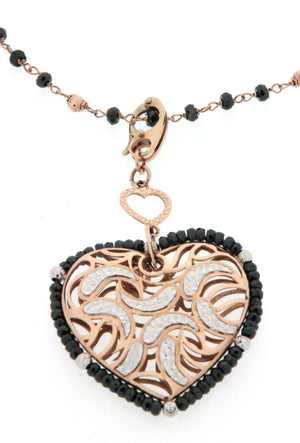 Collana Sunday con ciondolo a cuore in oro rosa e bianco 18 kt manifattura vicentina artigianale