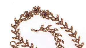 Girocollo in oro 18 kt lavorazione a cera persa artigianale con diamanti e rubini