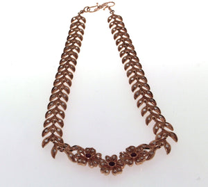 Girocollo in oro 18 kt lavorazione a cera persa artigianale con diamanti e rubini