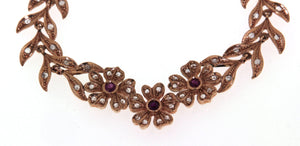 Girocollo in oro 18 kt lavorazione a cera persa artigianale con diamanti e rubini