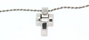 Girocollo Chimento in oro18 kt bianco con croce con un brillante