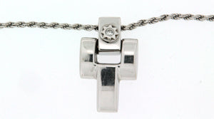 Girocollo Chimento in oro18 kt bianco con croce con un brillante