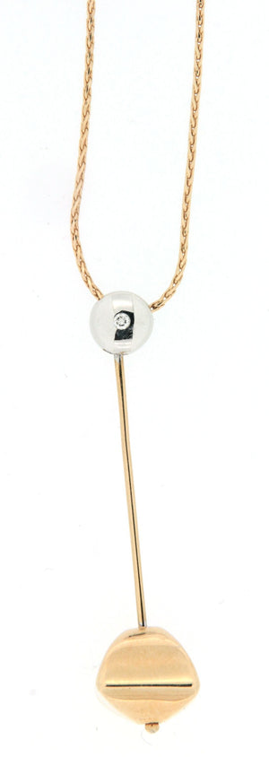 Collana Chimento in oro giallo e bianco 18 kt con diamante usata