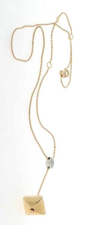 Collana Chimento in oro giallo e bianco 18 kt con diamante usata