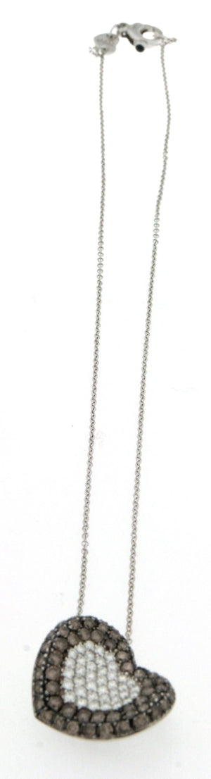 Girocollo in oro bianco 18 kt firmato Pasquale Bruni recentissima collezione con ciondolo a cuore usato