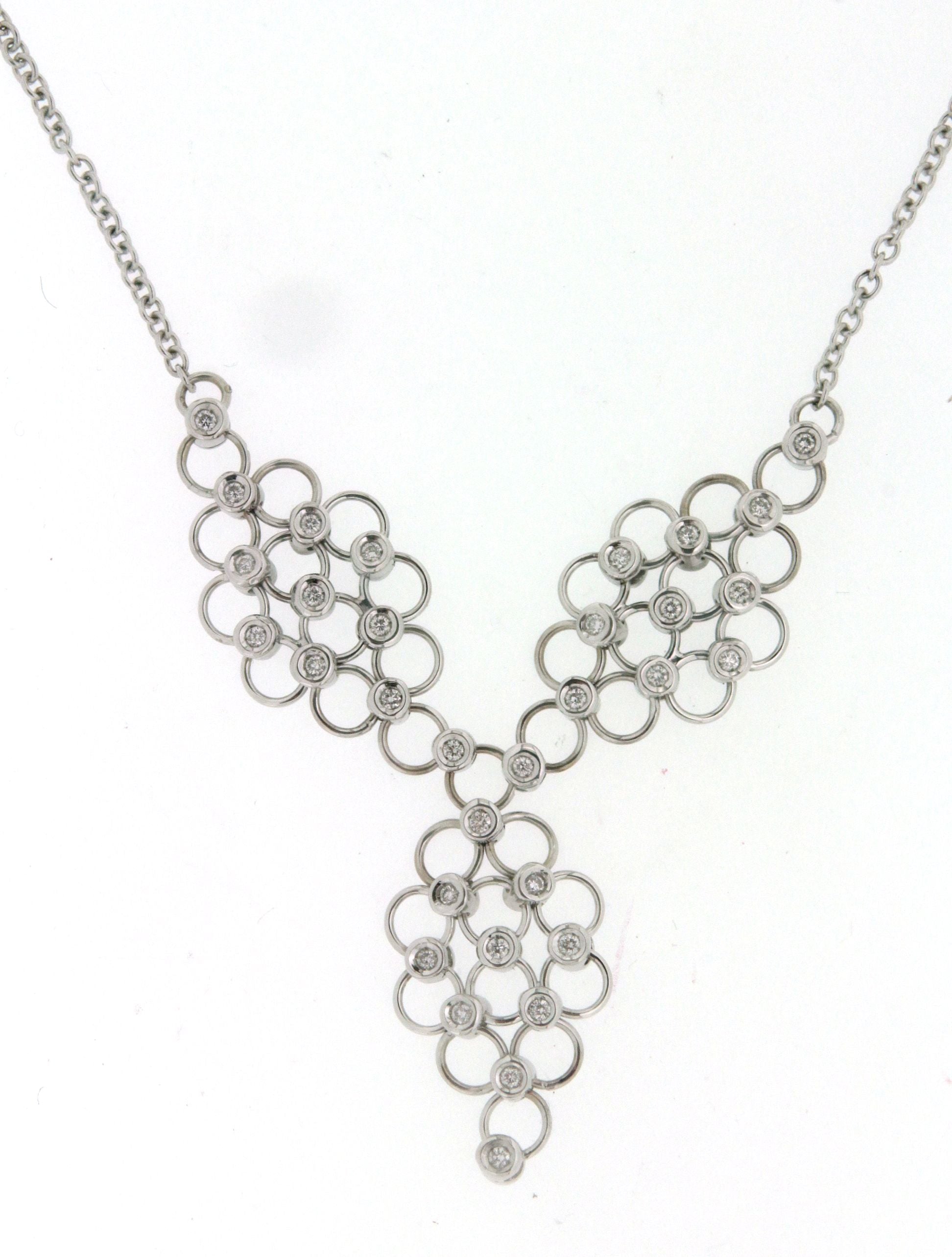 Girocollo in oro bianco 18 kt stile moderno con brillanti firmato Raspagni