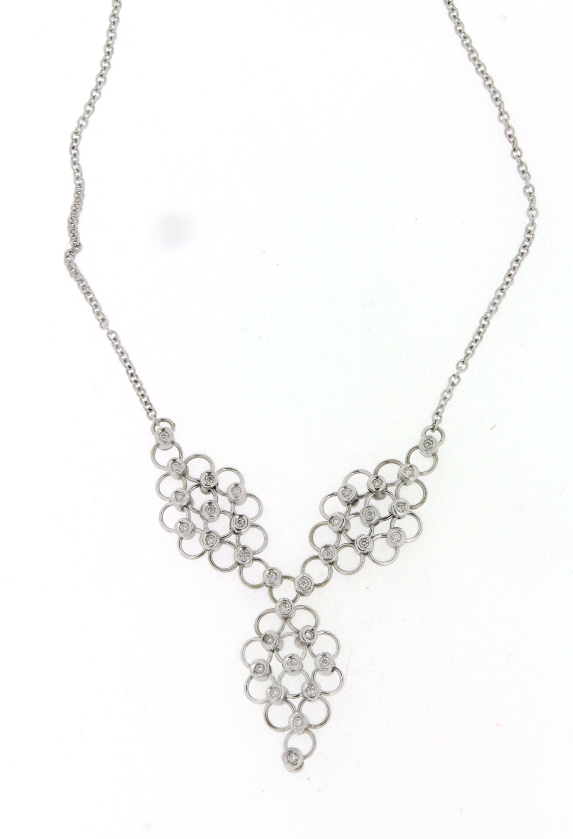 Girocollo in oro bianco 18 kt stile moderno con brillanti firmato Raspagni