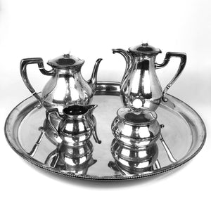 N. 4 pezzi caffè + vassoio argento '800 usato