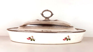 Porta vivande in argento 800 ceramica d'aquitaine france d'epoca