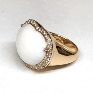 Anello in oro 18 kt con pietra dura a cuore con brillanti certificato