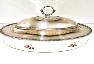 Porta vivande in argento 800 ceramica d'aquitaine france d'epoca