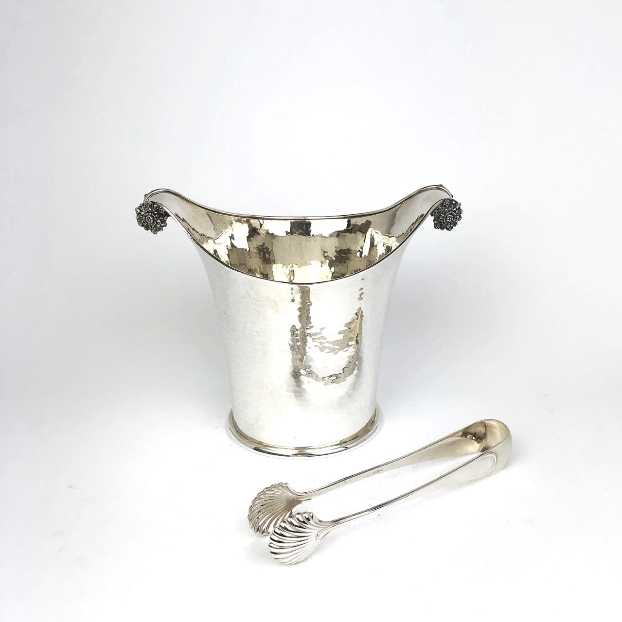 Secchiello ghiaccio con pinza argento