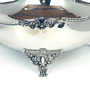 Centro tavola argento '800 quadrato lavorato a mano