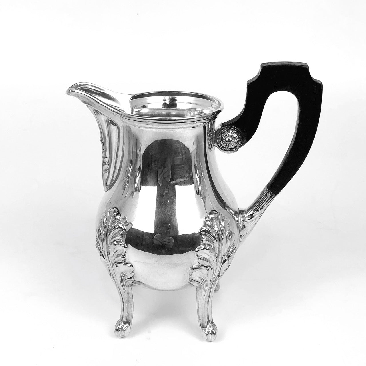 Servizio 5 pezzi vassoio theiera caffettiera lattiera zuccheriera in argento 800 D'epoca