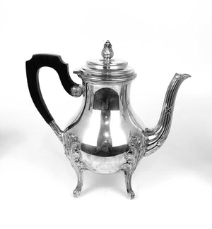 Servizio 5 pezzi vassoio theiera caffettiera lattiera zuccheriera in argento 800 D'epoca