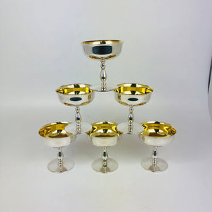 Sei coppe per gelarto in argento '800 dorate inernamente