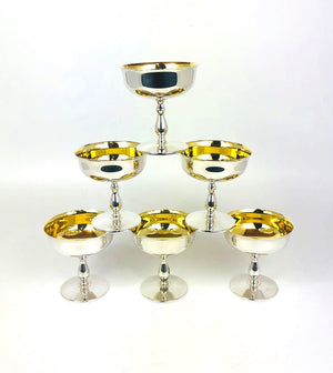 Sei coppe per gelarto in argento '800 dorate inernamente