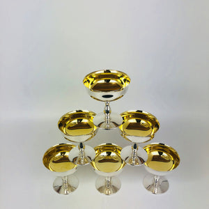 Sei coppe per gelarto in argento '800 dorate inernamente