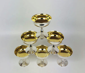 Sei coppe per gelarto in argento '800 dorate inernamente