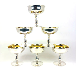 Sei coppe per gelarto in argento '800 dorate inernamente