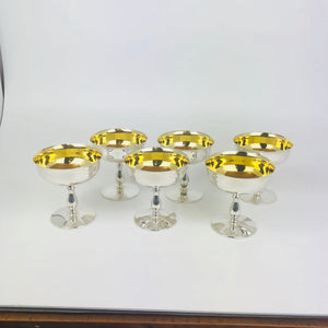 Sei coppe per gelarto in argento '800 dorate inernamente