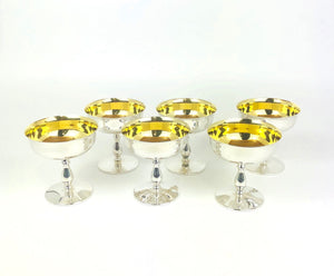 Sei coppe per gelarto in argento '800 dorate inernamente