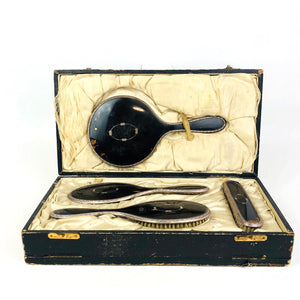 Set toilette in argento 925 e Tartaruga con scatola originale J.W Benson.LTD J.Udgate Hill London e.c.