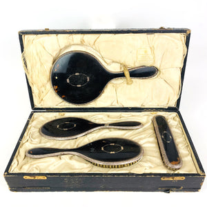 Set toilette in argento 925 e Tartaruga con scatola originale J.W Benson.LTD J.Udgate Hill London e.c.