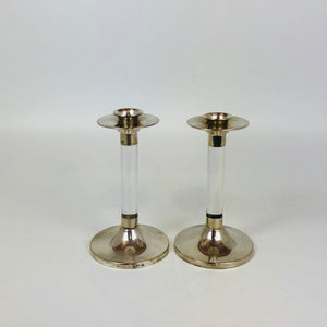 Due porta candele arg.'925 + plastica stile moderno