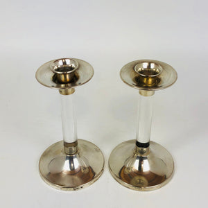 Due porta candele arg.'925 + plastica stile moderno