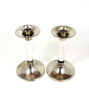 Due porta candele arg.'925 + plastica stile moderno