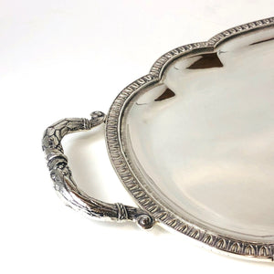 Vassoio argento 800 lavorazione battuto a mano bollo 39 PA