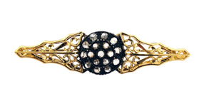 Spilla in oro 18 kt e argento 800 diamanti taglio rosette stile antico