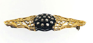 Spilla in oro 18 kt e argento 800 diamanti taglio rosette stile antico