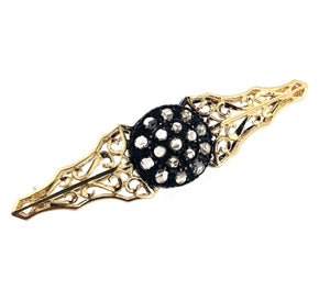Spilla in oro 18 kt e argento 800 diamanti taglio rosette stile antico
