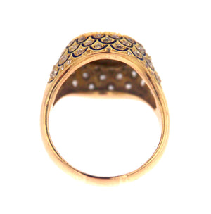 Anello oro 18kt. con contorno di diamanti taglio grezzo, con smalti blu. Usato (