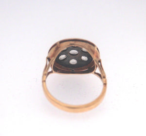 Anello in oro giallo e argento stile antico con rosette