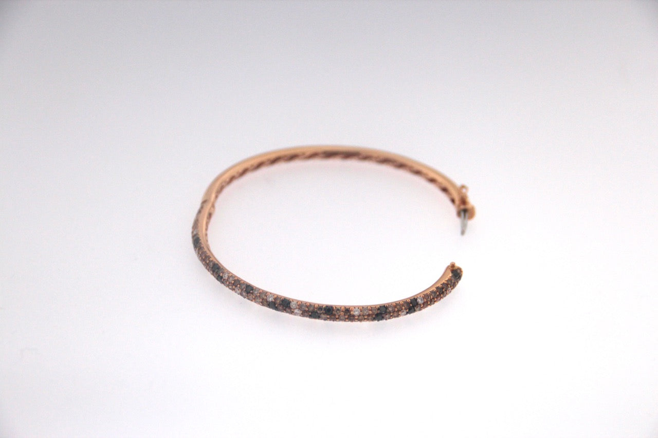 Bracciale ovale in oro giallo 18 kt con brillanti bianchi,neri e brown usato