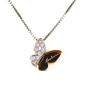 Girocollo in oro bianco 18 kt con farfalla bicolore firma Salvini usato