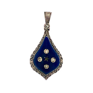 Ciondolo oro 18 kt con brillanti e smalto usato