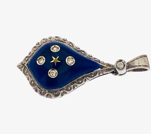 Ciondolo oro 18 kt con brillanti e smalto usato